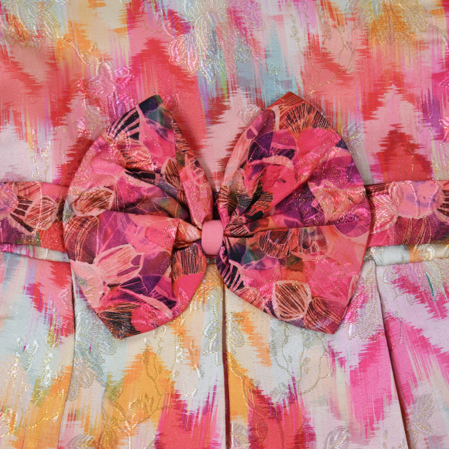 Girls Floral Print Satin Fit & Flare Dress