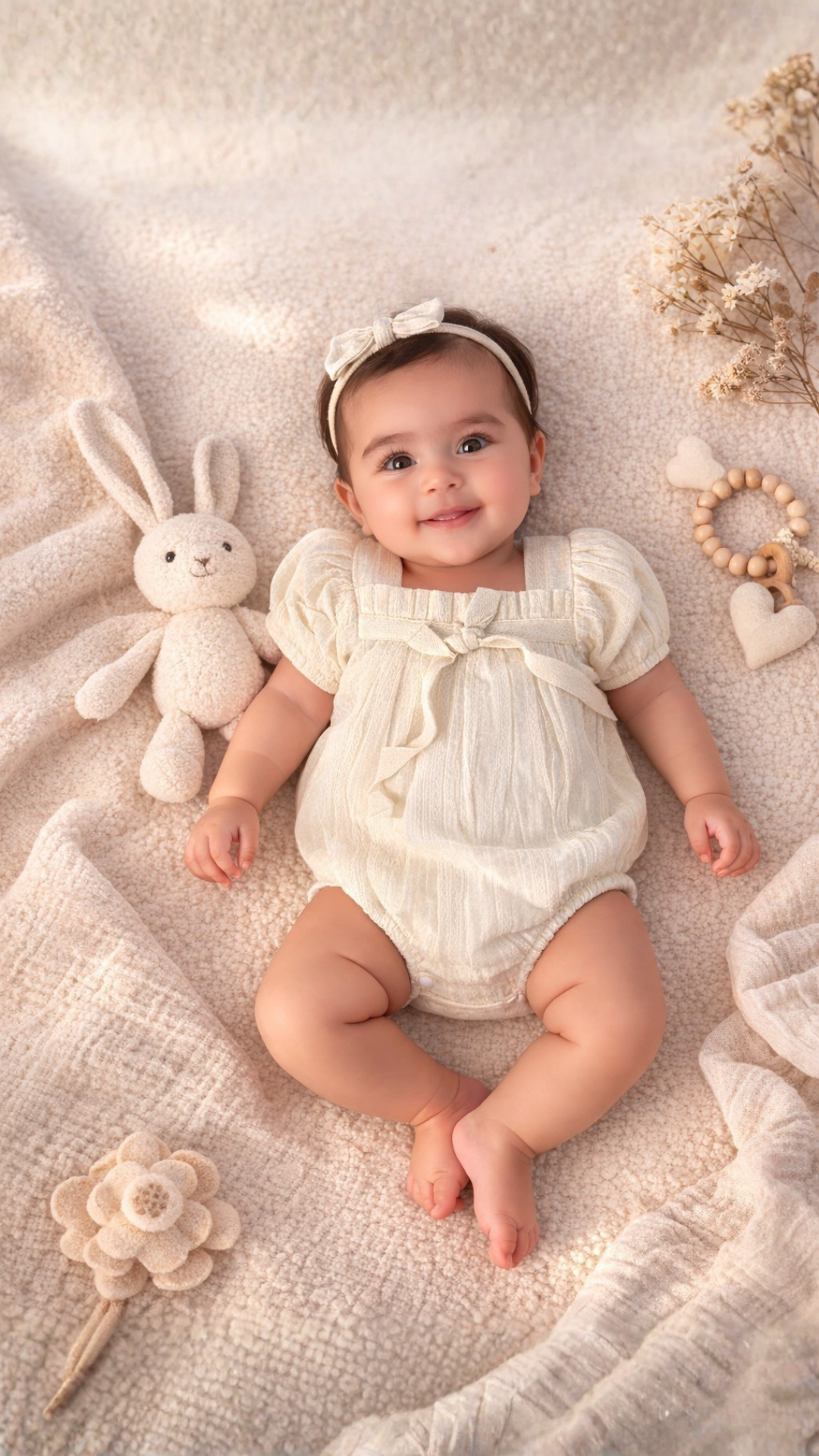 Classic Ivory Cotton Muslin Baby Romper