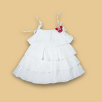 white cotton tiered dress with red Mickey Mouse accent