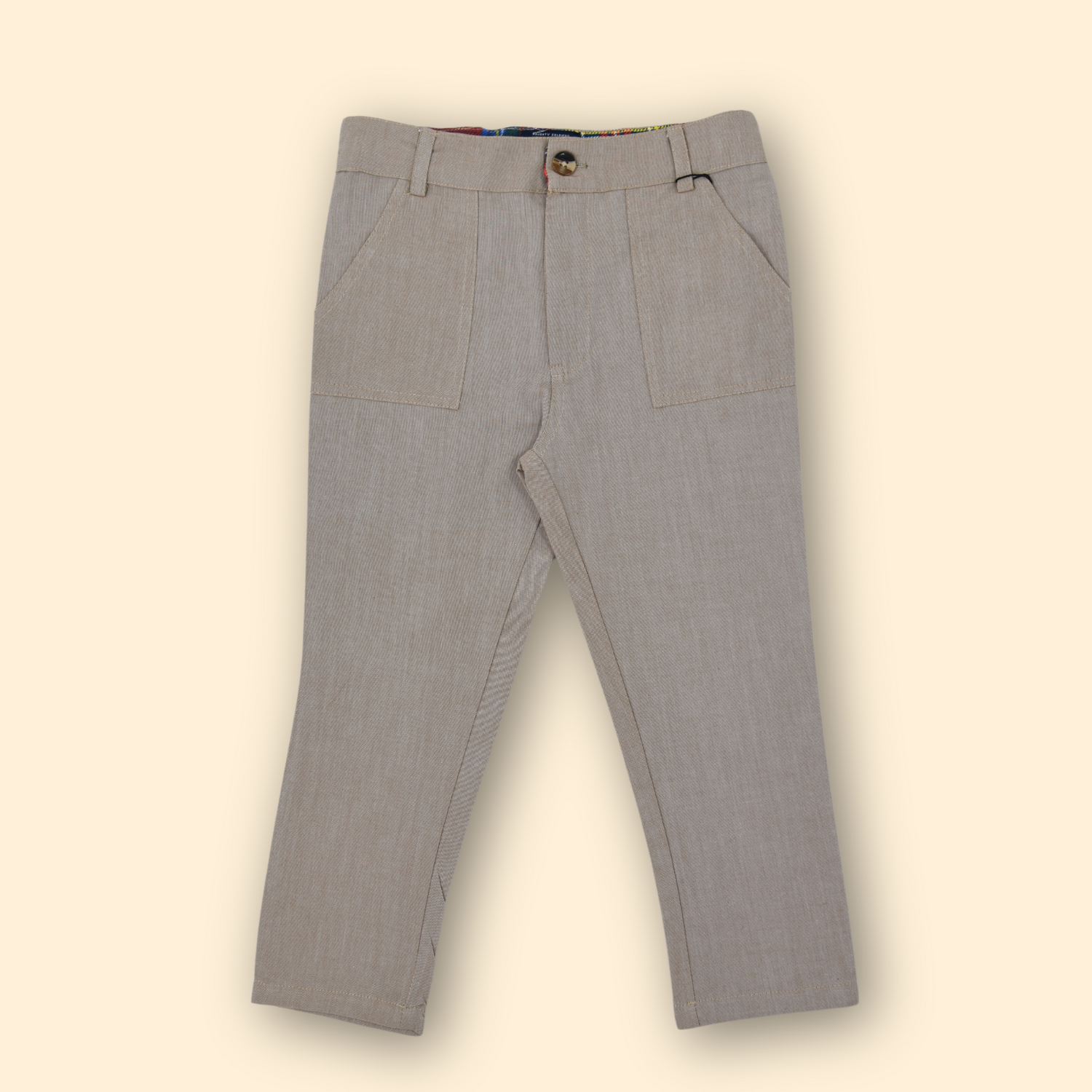 Boys Slim Fit Beige Pants