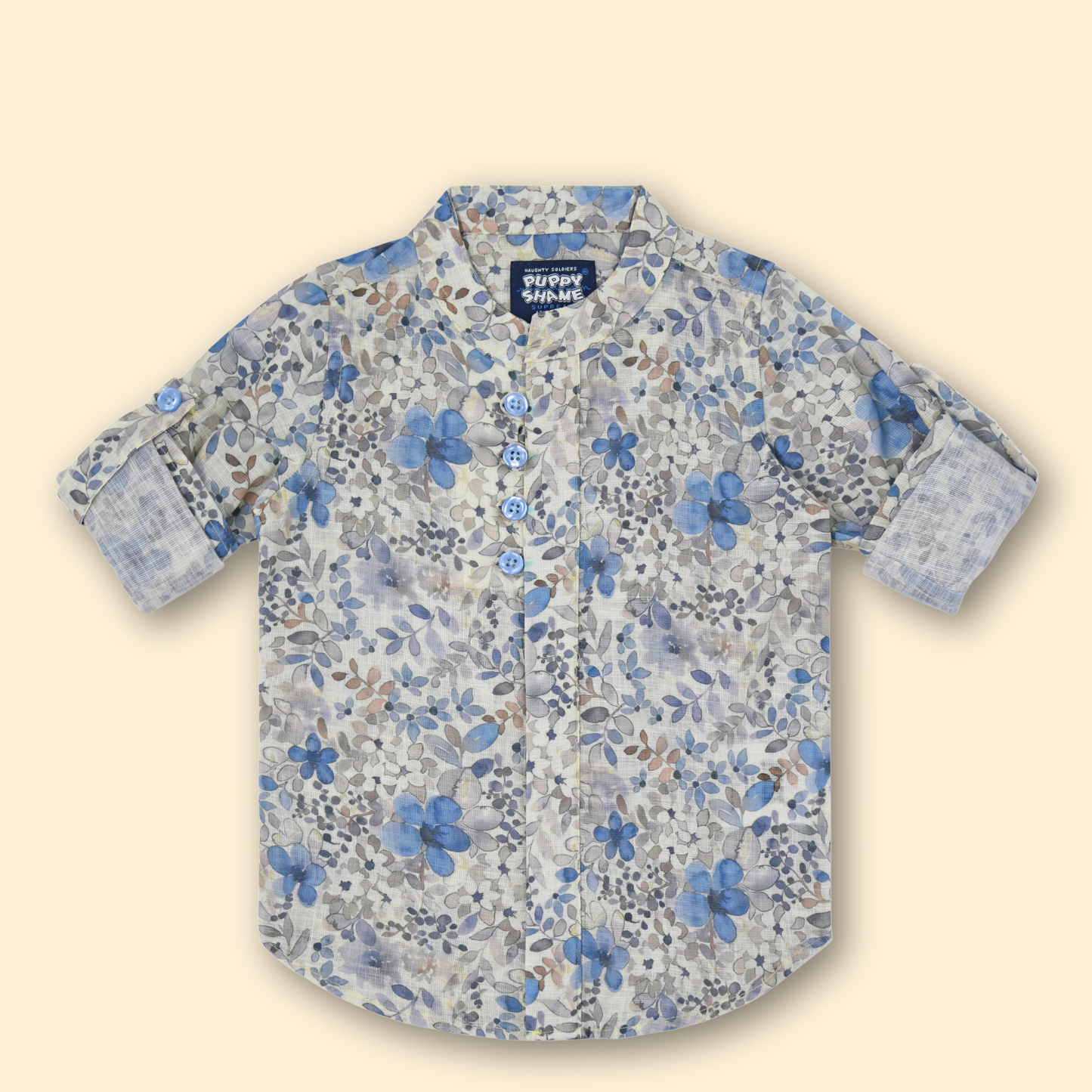 Boys Slim Fit Floral Printed Casual Full Sleeve Shirt