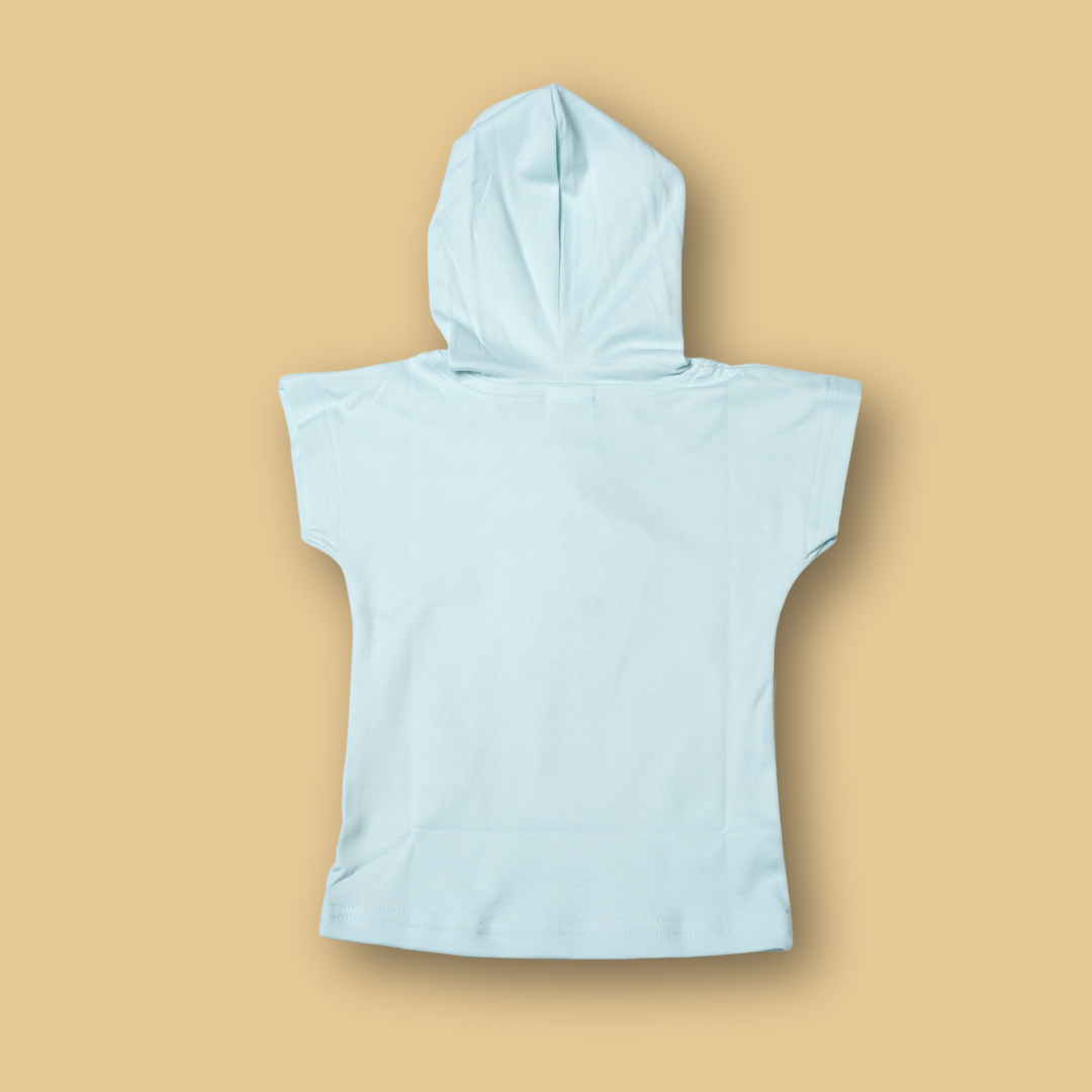 boys mint hooded shirt with 'Little Sailor' and matching cargo shorts