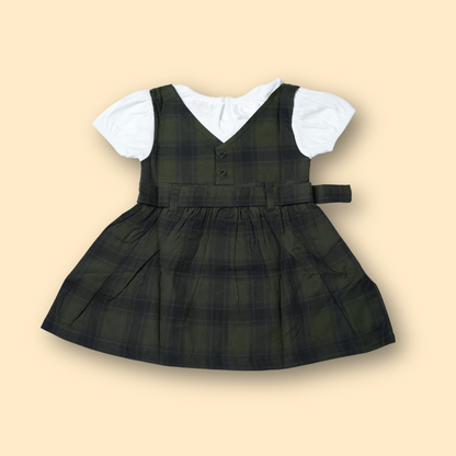 Girls Classic Forest Green Pinafore Frock
