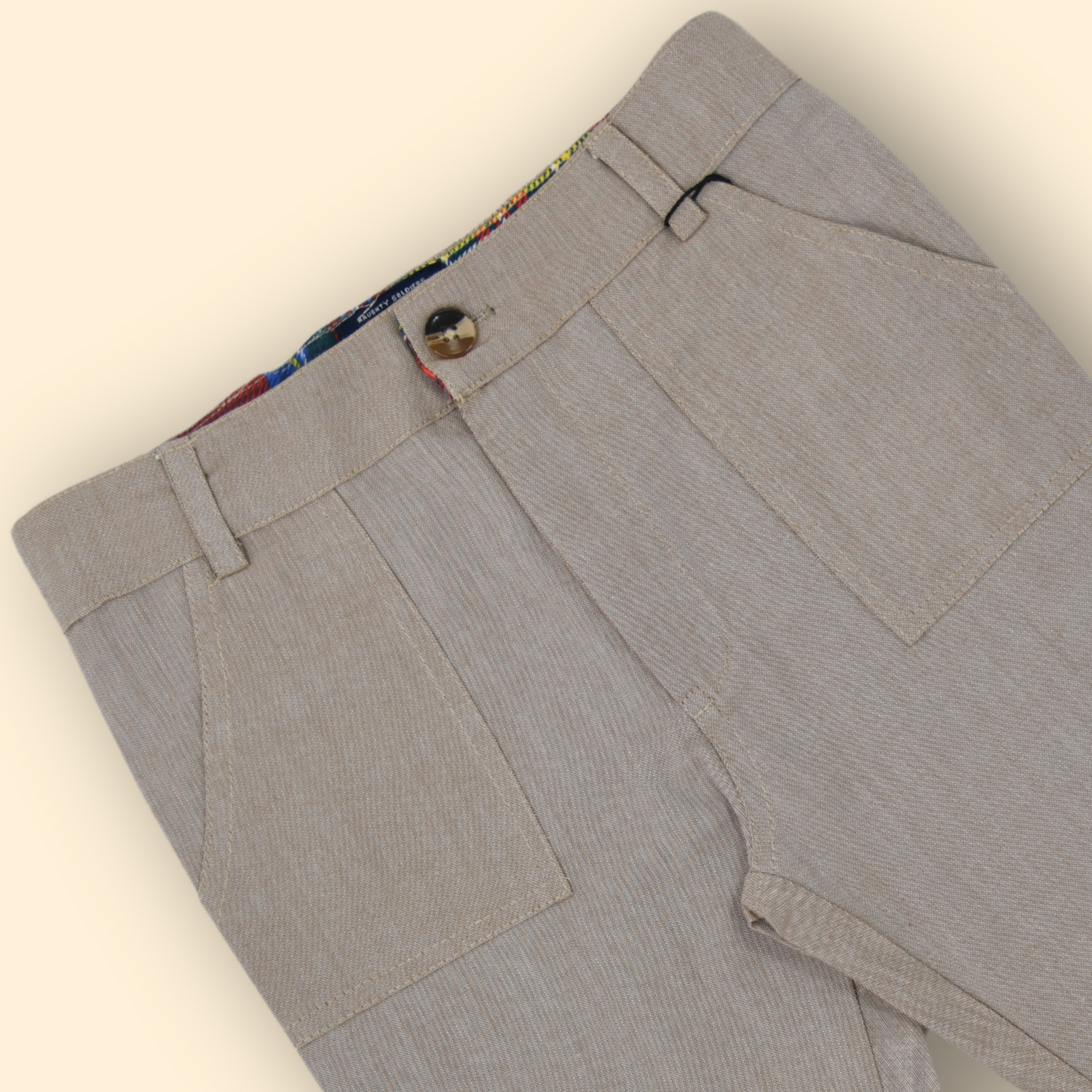 Boys Slim Fit Beige Pants