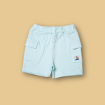 boys mint hooded shirt with 'Little Sailor' and matching cargo shorts