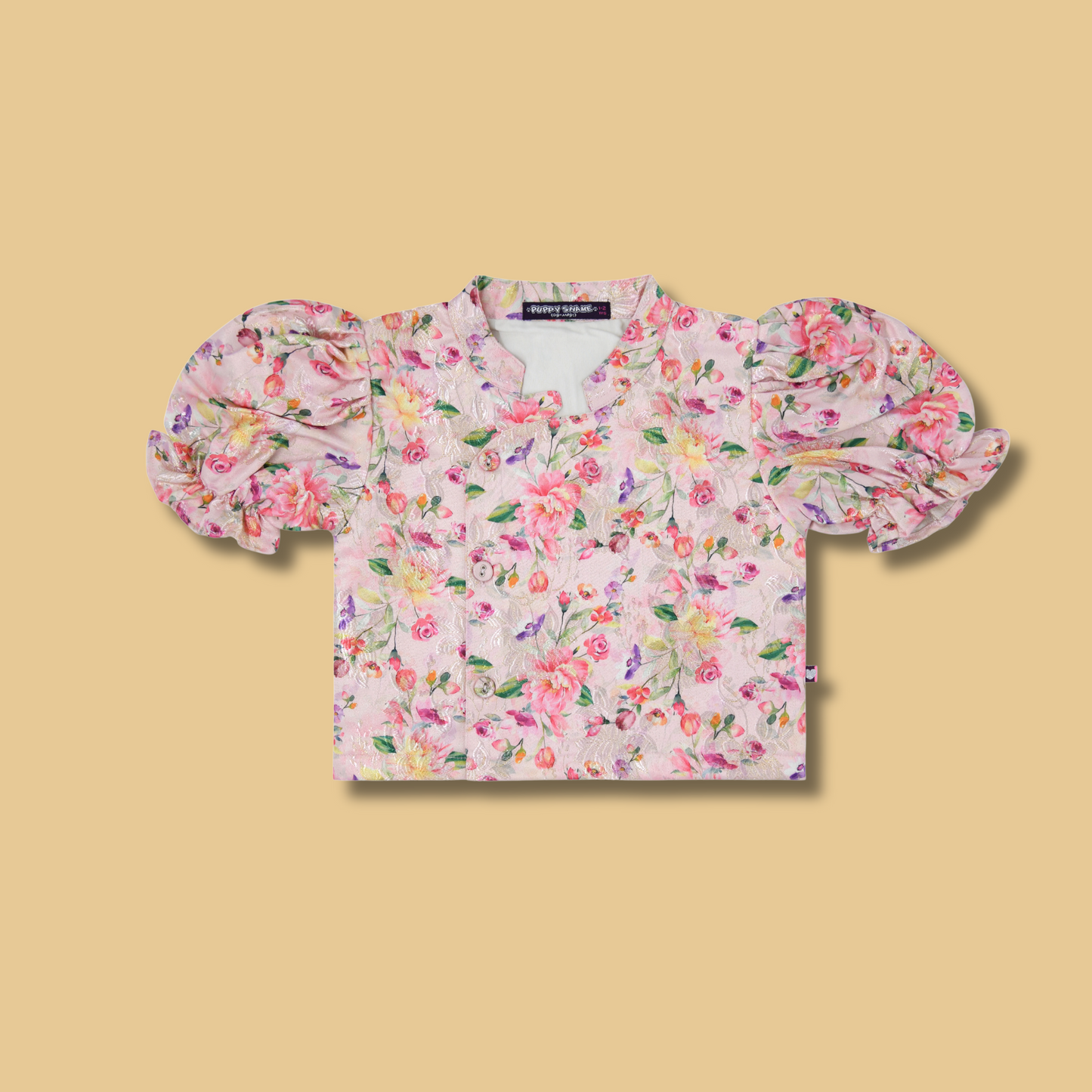 Girls Pink Floral Printed Top and Middi Set