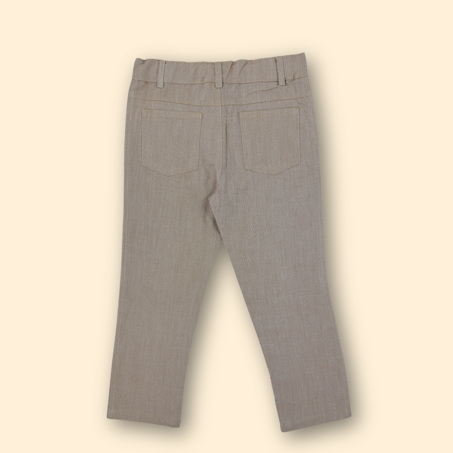 Boys Slim Fit Beige Pants