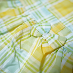 girls plaid pinafore dress with white t-shirt in yellow and mint