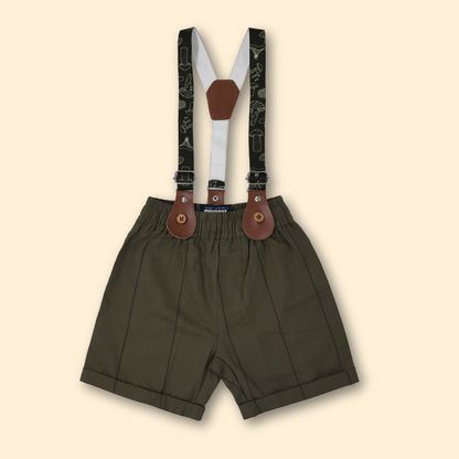 Boys Cotton Full Sleeves Dungarees  set Shirt Pant With Suspender