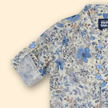 Boys Slim Fit Floral Printed Casual Full Sleeve Shirt