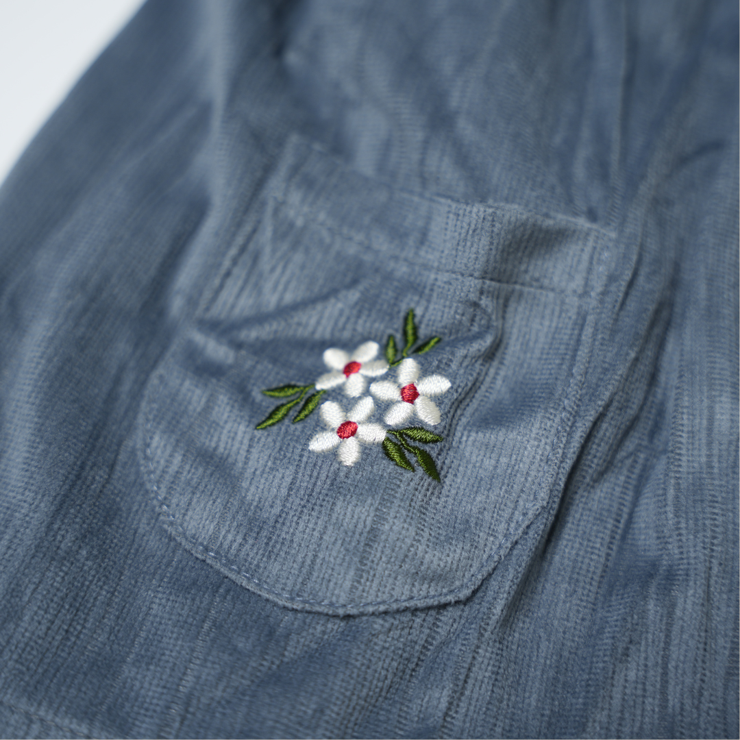 Sweet Grey Corduroy Dress with White Peter Pan Collar Top