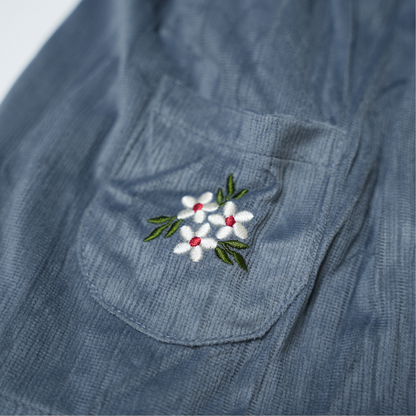 Sweet Grey Corduroy Dress with White Peter Pan Collar Top