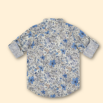 Boys Slim Fit Floral Printed Casual Full Sleeve Shirt
