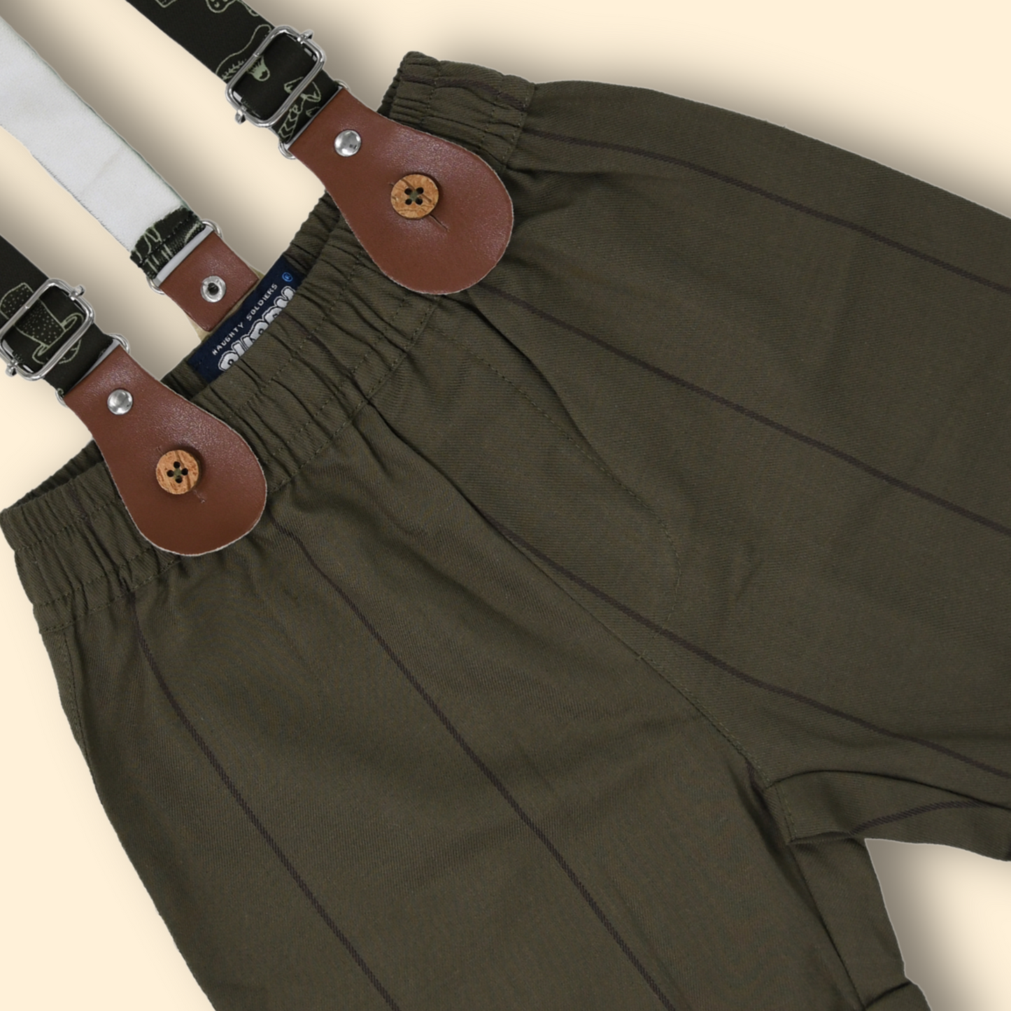 Boys Cotton Full Sleeves Dungarees  set Shirt Pant With Suspender