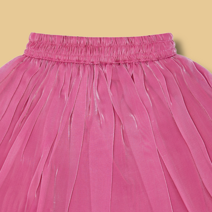 Girls Pink Floral Printed Top and Middi Set