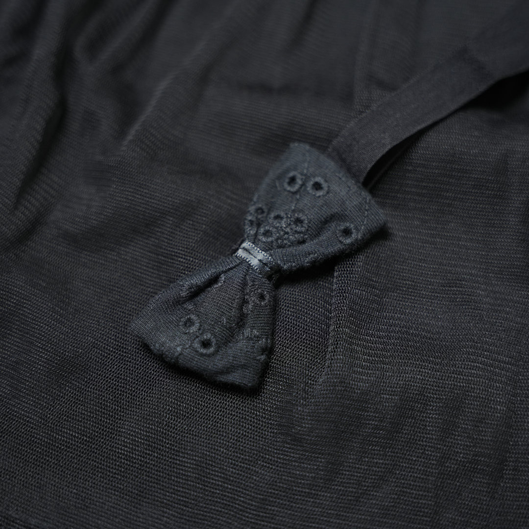 Elegant Black Schiffli Dress with Tulle Overlay