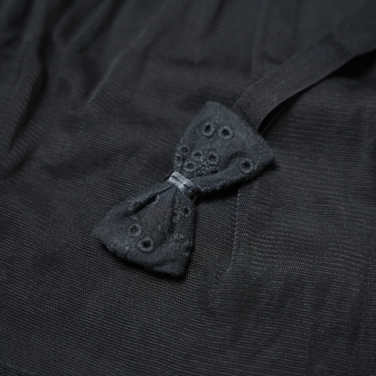 Elegant Black Schiffli Dress with Tulle Overlay