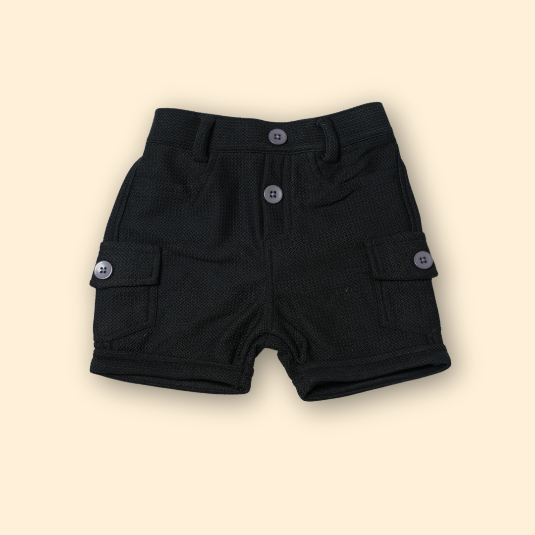 Modern Grey Textured Shirt with Black Shorts