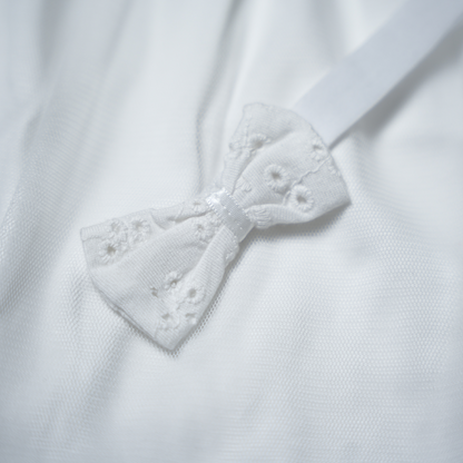 Delicate White Cotton Dress with Floral Schiffli Detail