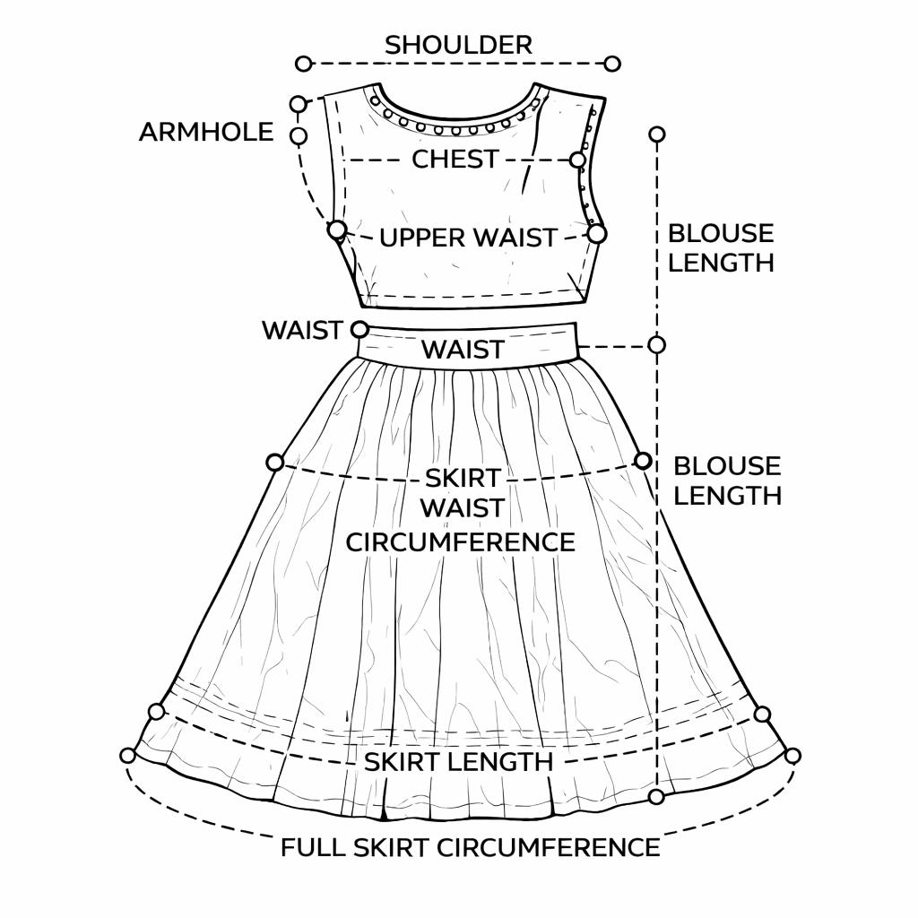 Custom Stitch Ethnic Girl Skirt with Red Blouse Top- Sneak