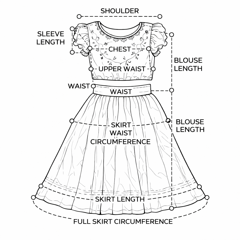 Custom Stitch Ethnic Girl Skirt with Beige Embroidery Detail Top - Sneak