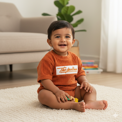 Stylish Orange Textured T-shirt