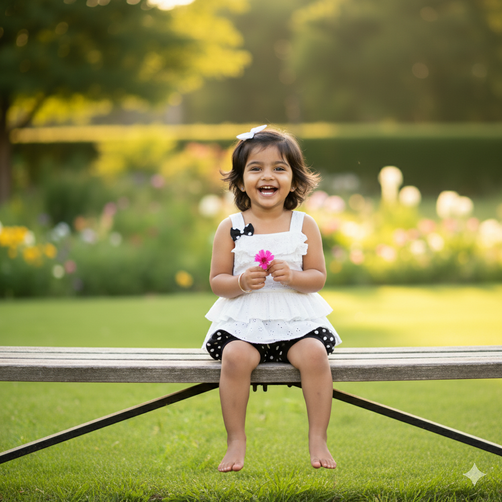 Sweet White Eyelet Ruffle Top and Black Bloomers with White Polka Dots
