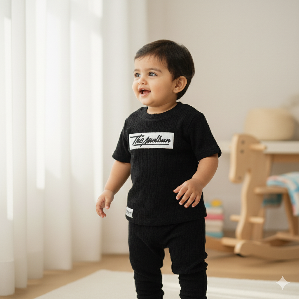 Boys Classic Black Textured T-shirt