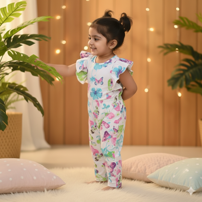 White Butterfly Print Jumpsuit