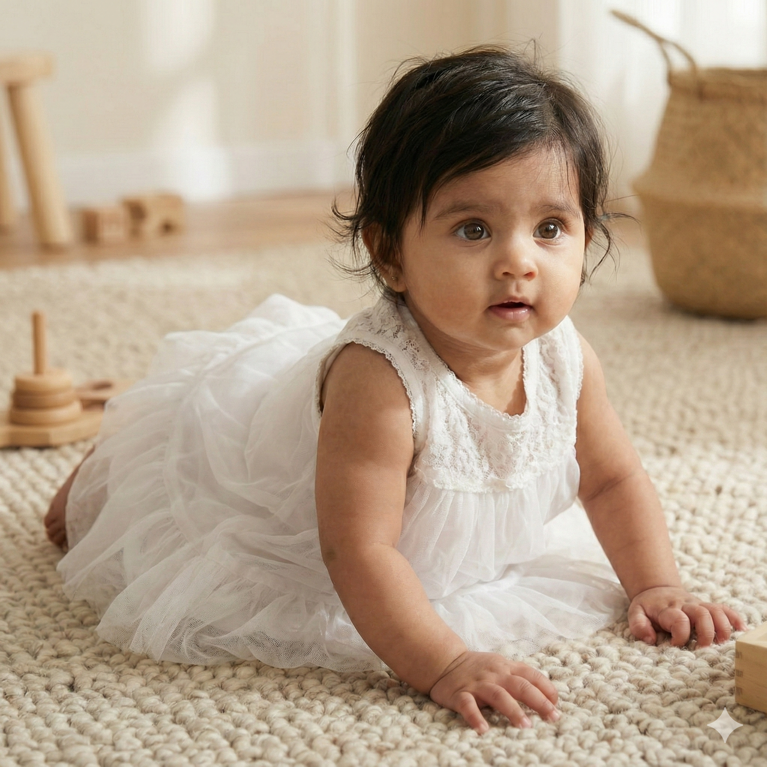 Sweet White Cotton Frock and Bloomer Set