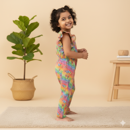 Rainbow Feather Print Jumpsuit