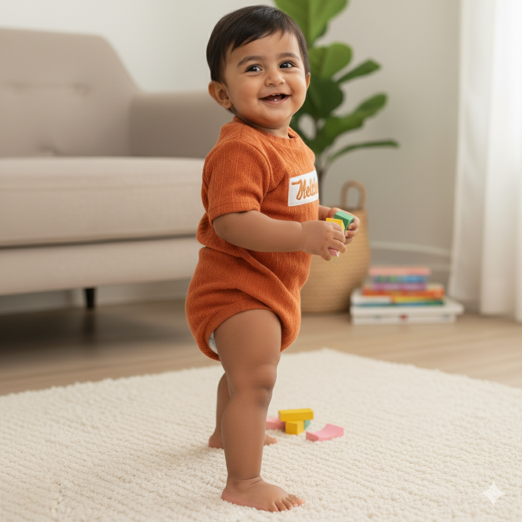 Stylish Orange Textured T-shirt