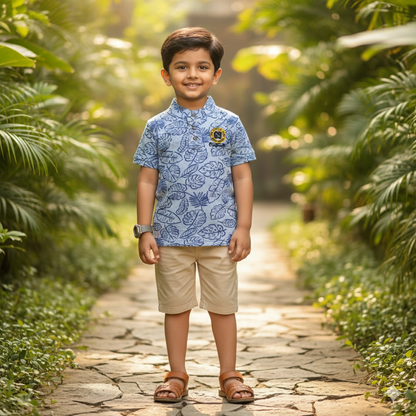 Boys Slim Fit Floral Printed Casual T-Shirt