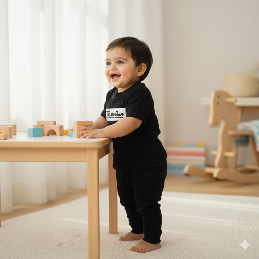 Boys Classic Black Textured T-shirt