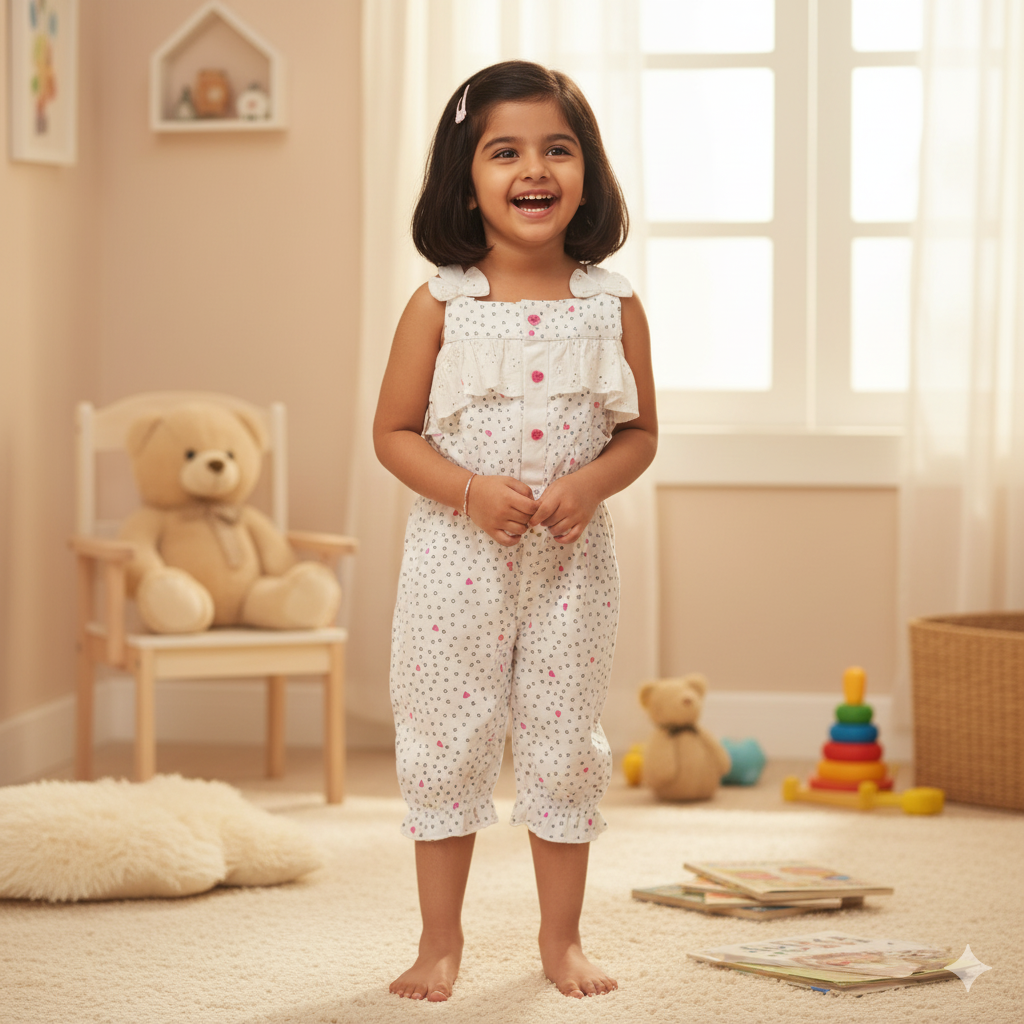 Girls Delicate White Jumpsuit