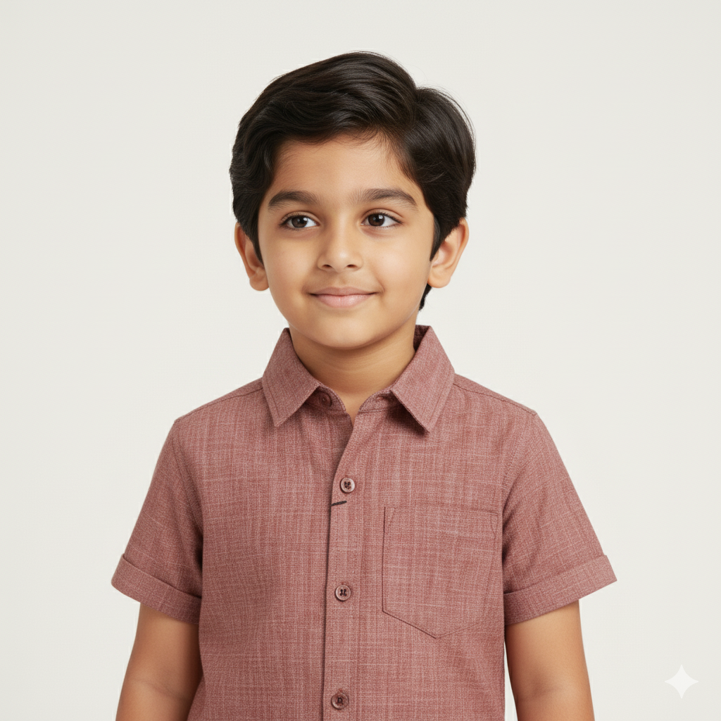 Boys Slim Fit Solid Casual Check Shirt and Shorts Set