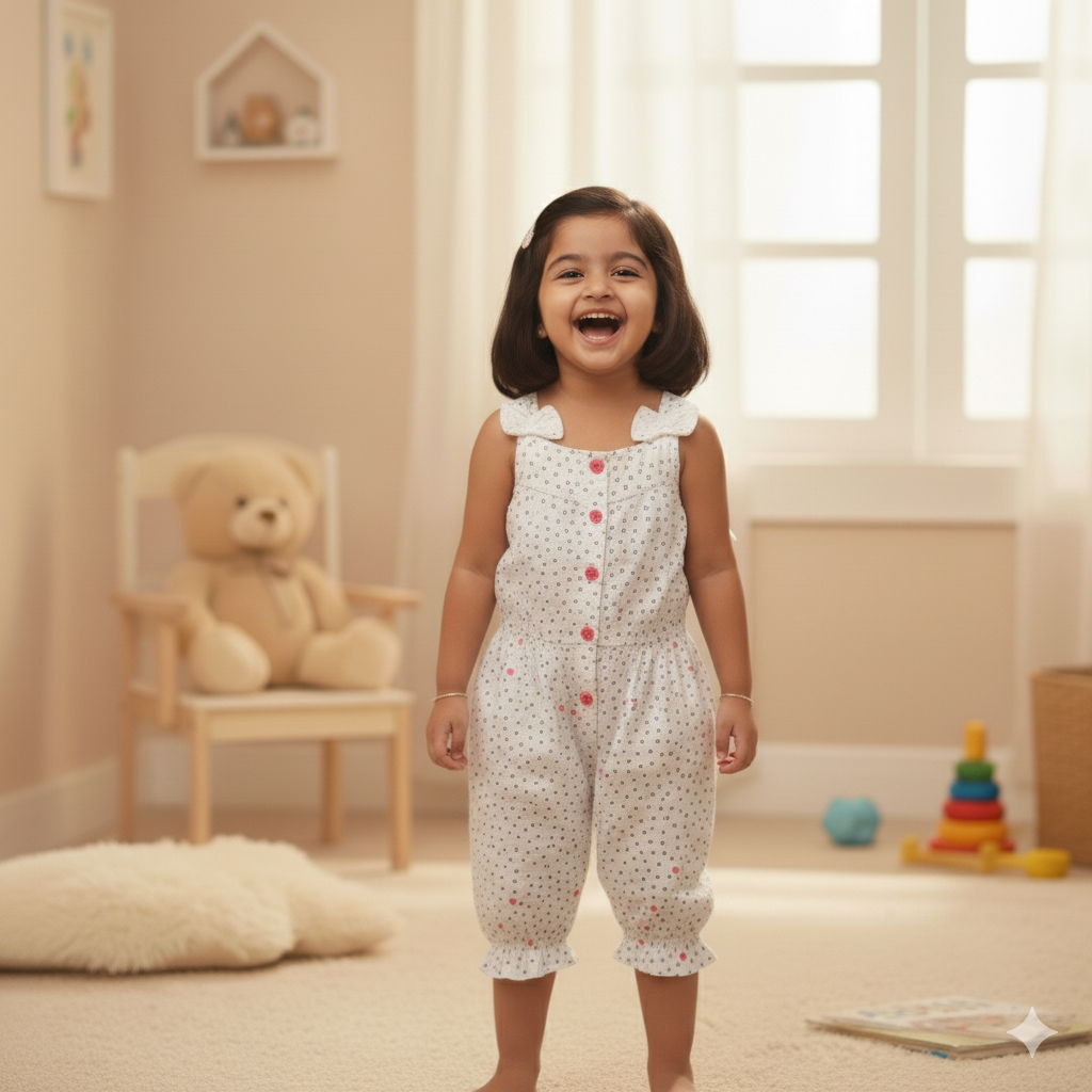 Girls Delicate White Jumpsuit