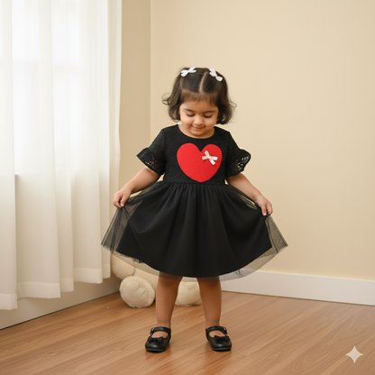 Charming Black Mickey Mouse Schiffli Dress
