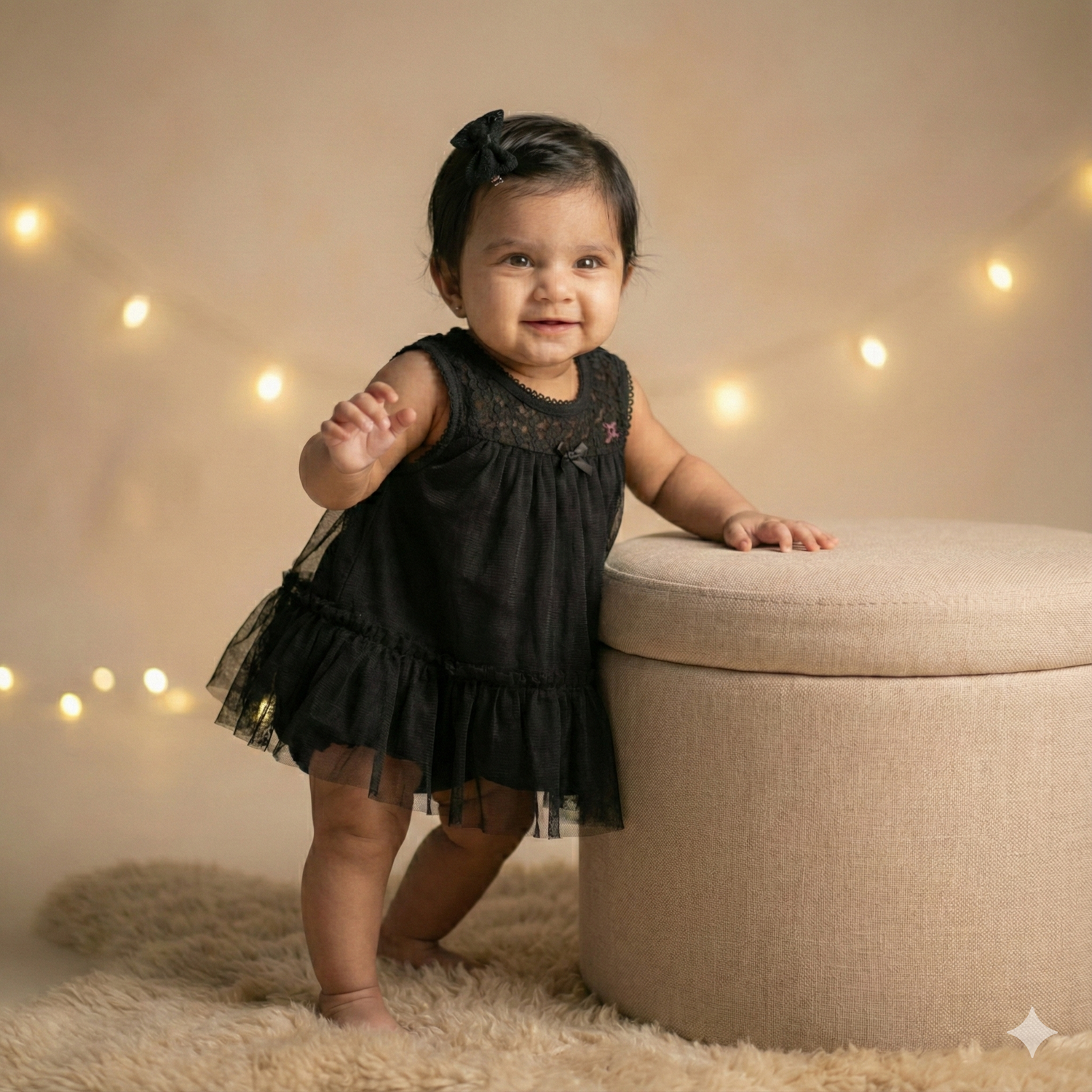 Sweet Black Cotton Frock and Bloomer Set