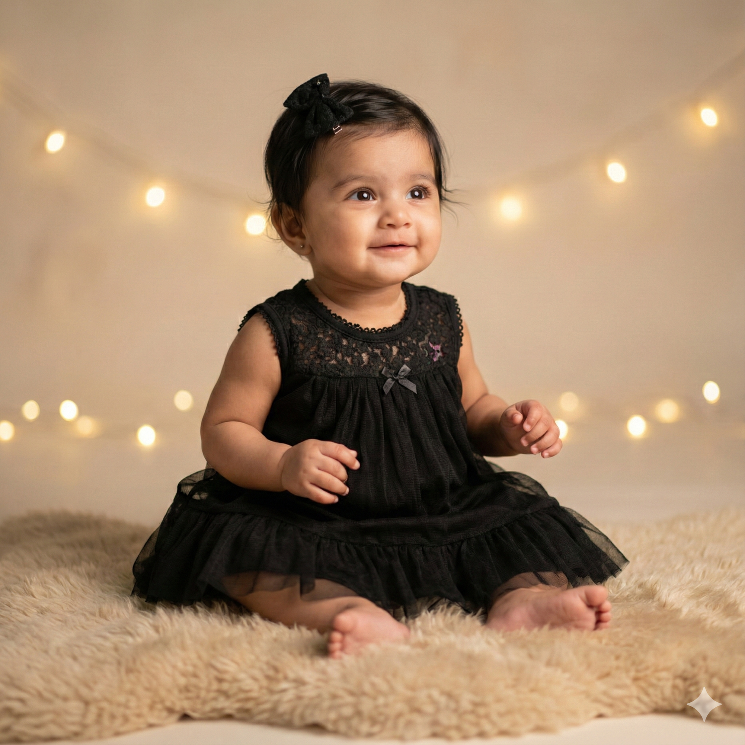 Sweet Black Cotton Frock and Bloomer Set