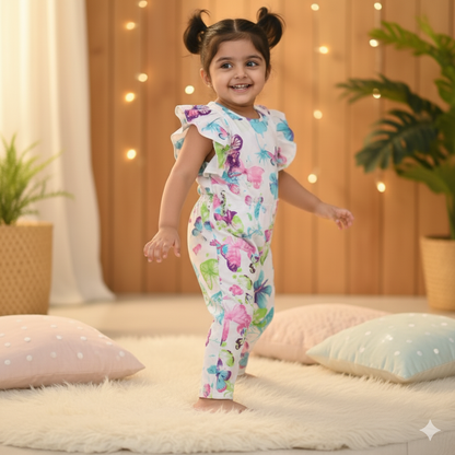 White Butterfly Print Jumpsuit