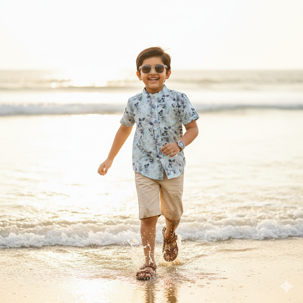 Boys Slim Fit Printed Casual Shirt