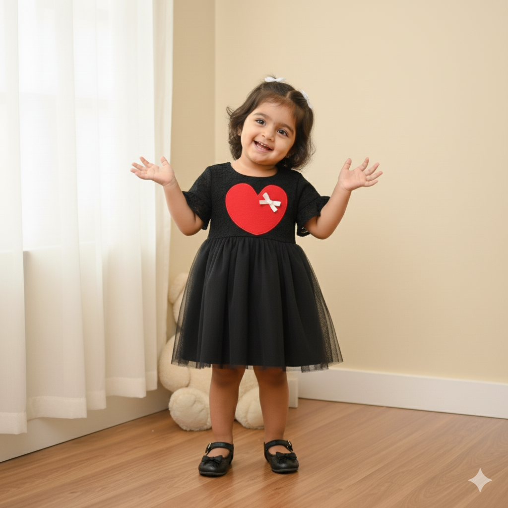 Charming Black Mickey Mouse Schiffli Dress