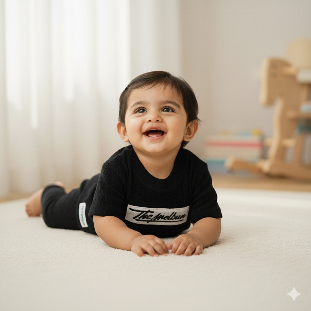 Boys Classic Black Textured T-shirt