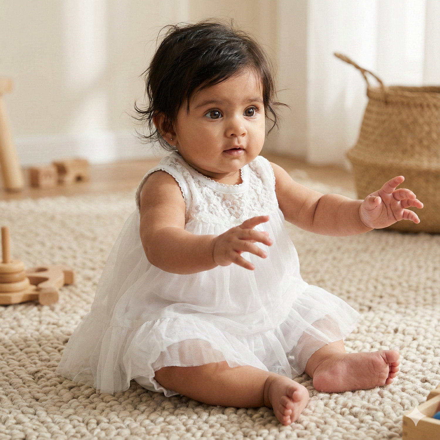 Sweet White Cotton Frock and Bloomer Set