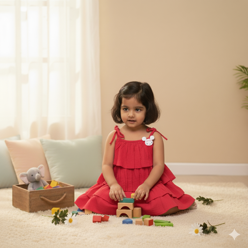 Elegant Red Tiered Ruffle Dress