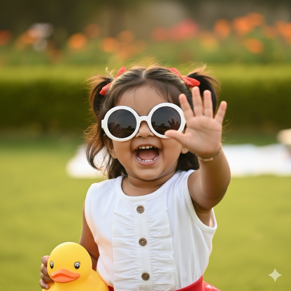 Girls White Ruffle Top with with Festive Red Printed Skirt