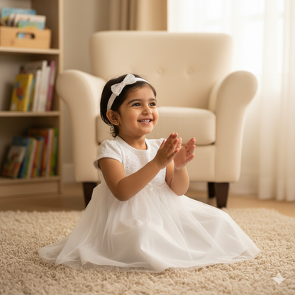 Delicate White Cotton Dress with Floral Schiffli Detail