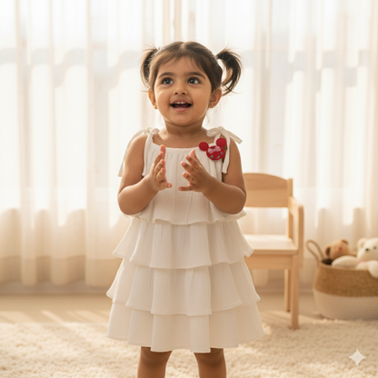 Crisp White Tiered Ruffle Dress