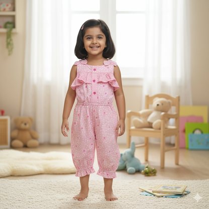 Girls Sweet Pink Jumpsuit